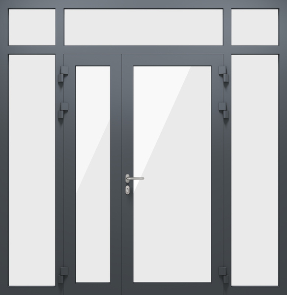 Внешняя сторона Алюминиевая противопожарная перегородка с боковыми вставками (02)