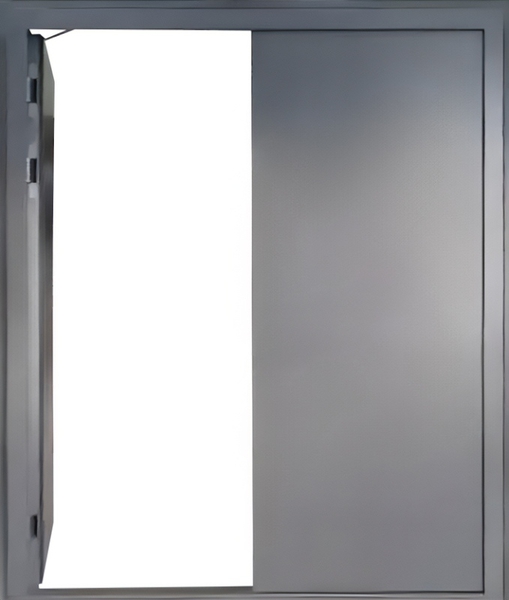 В открытом виде Двустворчатая металлическая противопожарная дымогазонепроницаемая дверь EIS-60 (2500x2100 мм)